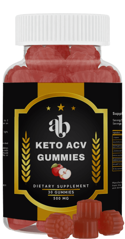 AB Keto ACV Gummies bottle with red gummies