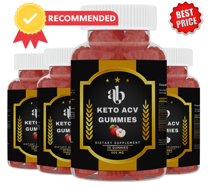 Front view of AB Keto ACV Gummies dietary capsules bottles